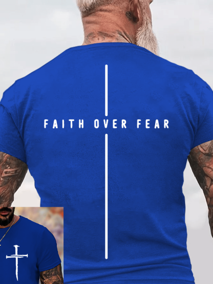 Faith Over Fear Jesus God Christian Cotton T-Shirt
