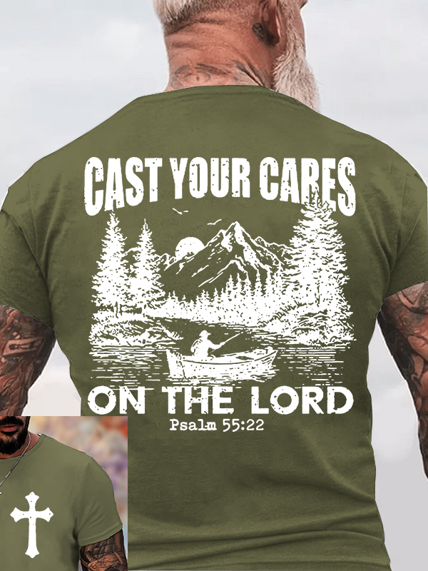 Cast Your Cares on The Lord Jesus God Christian Cotton T-Shirt