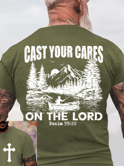 Cast Your Cares on The Lord Jesus God Christian Cotton T-Shirt