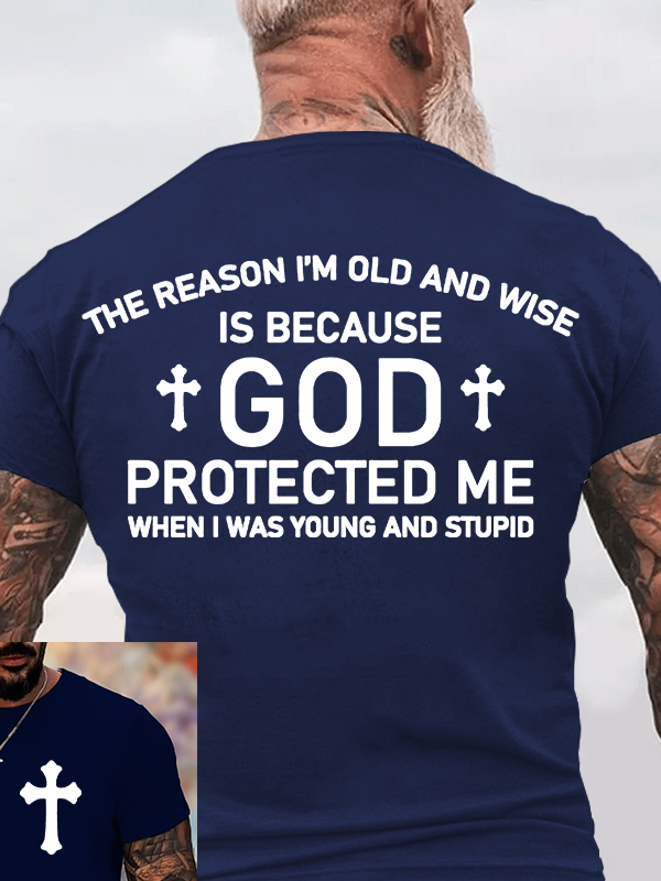 God Protected Me Jesus God Christian Cotton T-Shirt