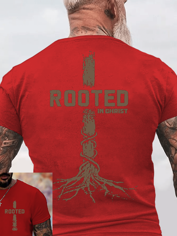 Rooted in Christ  Jesus God Christian Cotton T-Shirt