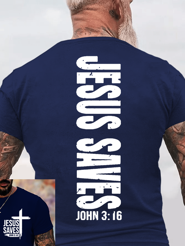 Jesus Saves Jesus God Christian Cotton T-Shirt