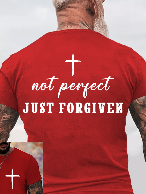 Not Perfect Just Forgiven Jesus God Christian Cotton T-Shirt