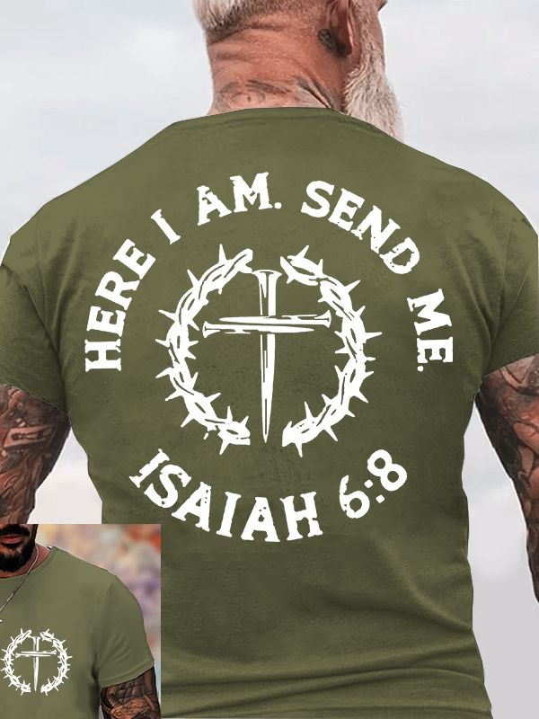 Here I Am, Send Me Jesus God Christian Cotton T-Shirt