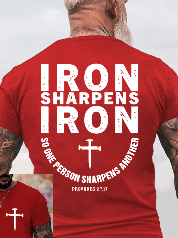 Proverbs 27:17 Jesus God Christian Cotton T-Shirt