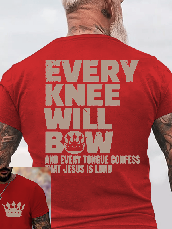 Every Knee Will Bow Jesus God Christian Cotton T-Shirt