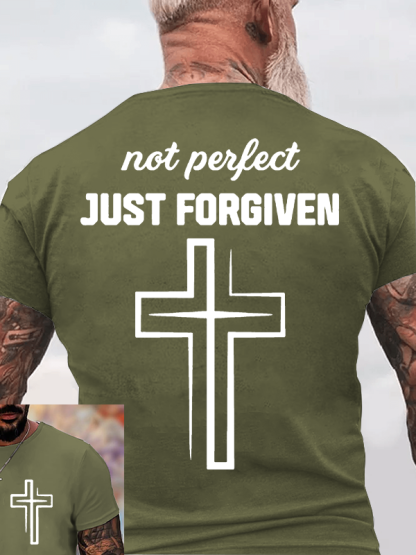 Not Perfect Just Forgiven Jesus God Christian Cotton T-Shirt