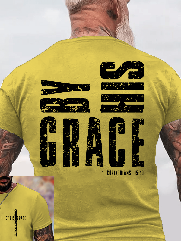 By His Grace Jesus God Christian Cotton T-Shirt