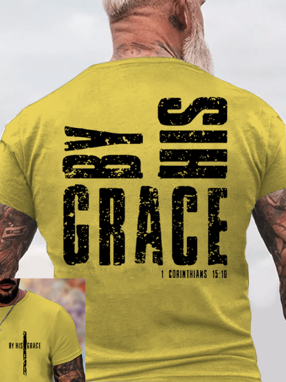 By His Grace Jesus God Christian Cotton T-Shirt