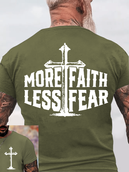 More Faith Less Fear Jesus God Christian Cotton T-Shirt