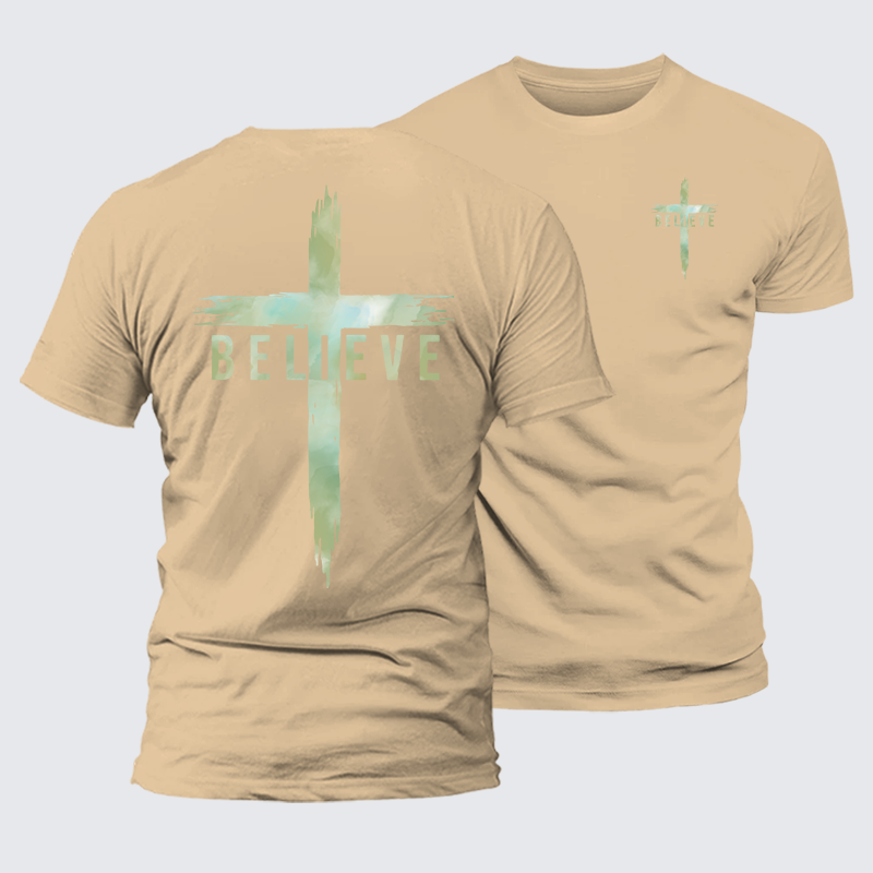Believe Jesus God Christian Premium Mercerized Cotton Tee