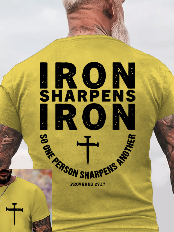 Proverbs 27:17 Jesus God Christian Cotton T-Shirt