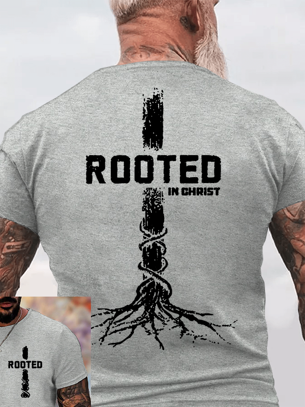 Rooted in Christ  Jesus God Christian Cotton T-Shirt