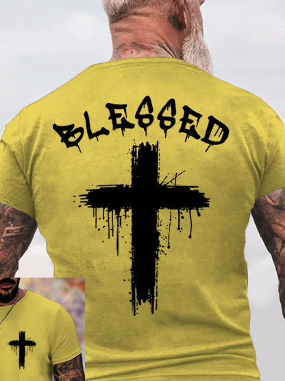 Blessed Cross Jesus God Christian Cotton T-Shirt