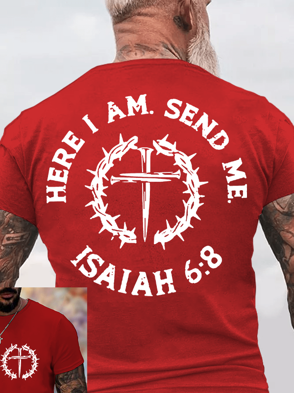 Here I Am, Send Me Jesus God Christian Cotton T-Shirt