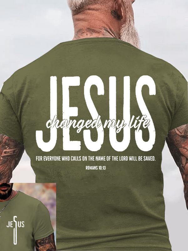 Jesus Changed My Life Jesus God Christian Cotton T-Shirt
