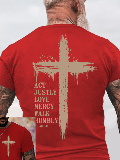 Act Justly Love Mercy Walk Humbly Jesus God Christian Cotton T-Shirt