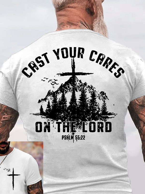 Cast Your Cares on The Lord Jesus God Christian Cotton T-Shirt