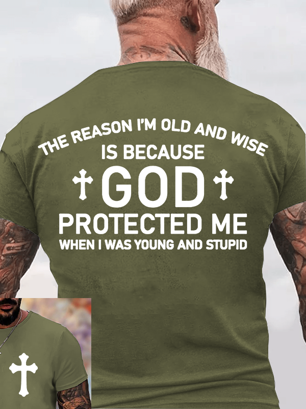 God Protected Me Jesus God Christian Cotton T-Shirt