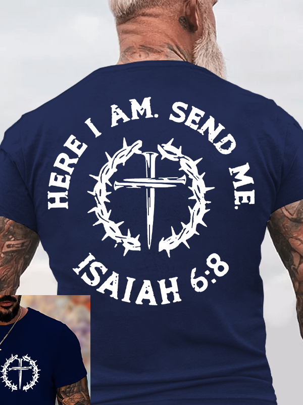 Here I Am, Send Me Jesus God Christian Cotton T-Shirt
