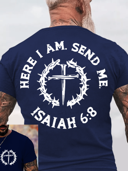 Here I Am, Send Me Jesus God Christian Cotton T-Shirt