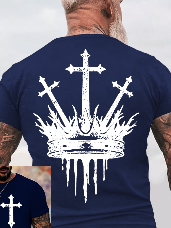 Cross Crown Jesus God Christian Cotton T-Shirt