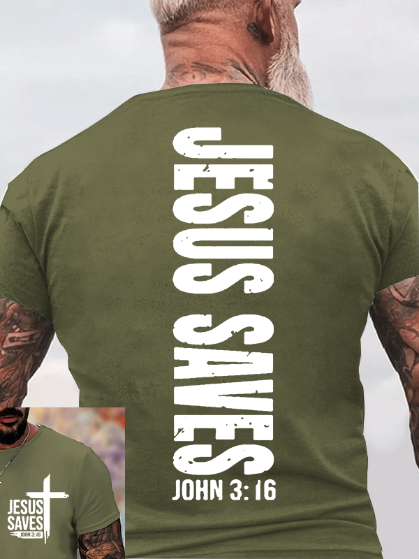 Jesus Saves Jesus God Christian Cotton T-Shirt