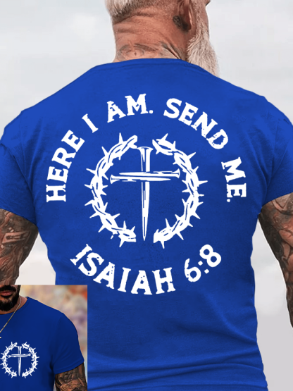Here I Am, Send Me Jesus God Christian Cotton T-Shirt