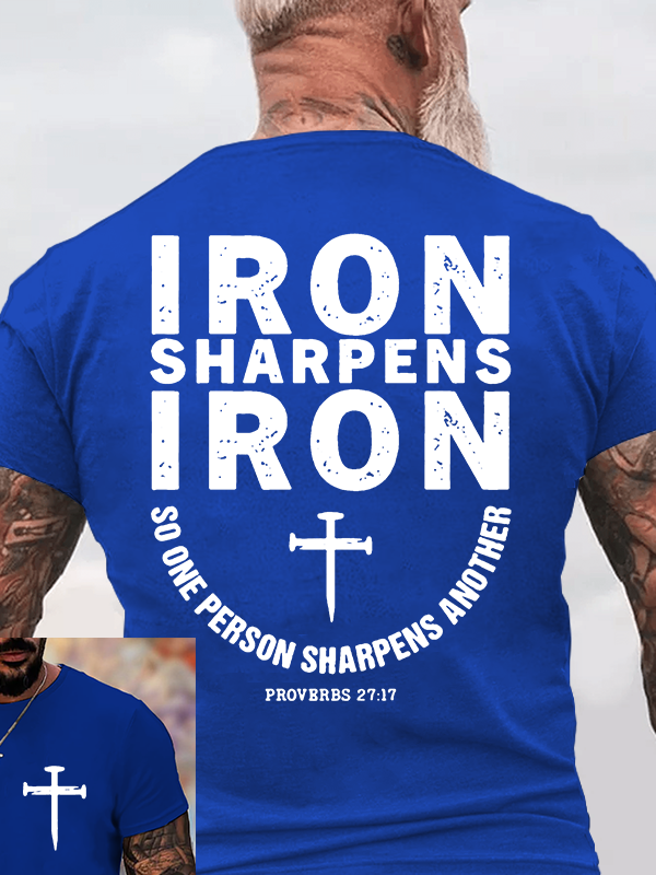 Proverbs 27:17 Jesus God Christian Cotton T-Shirt