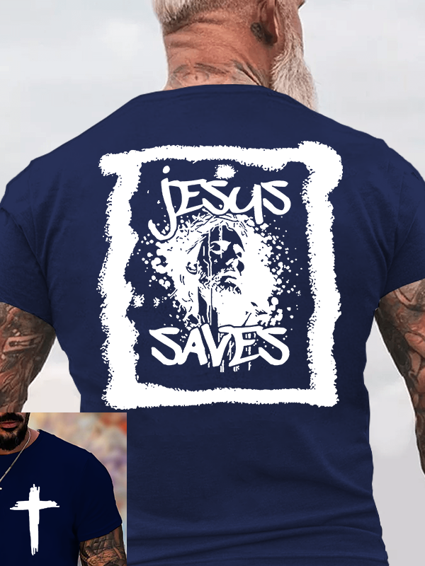 Jesus Saves Jesus God Christian Cotton T-Shirt