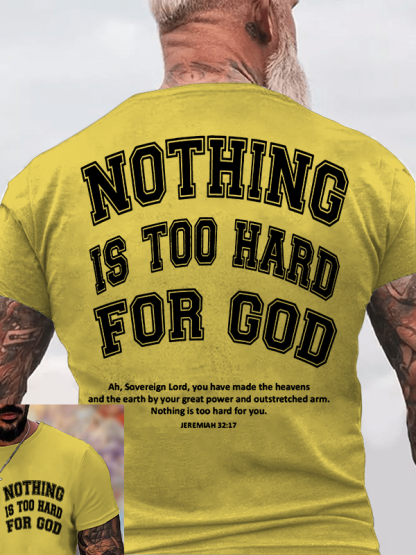 Nothing Is Too Hard For God Jesus God Christian Cotton T-Shirt
