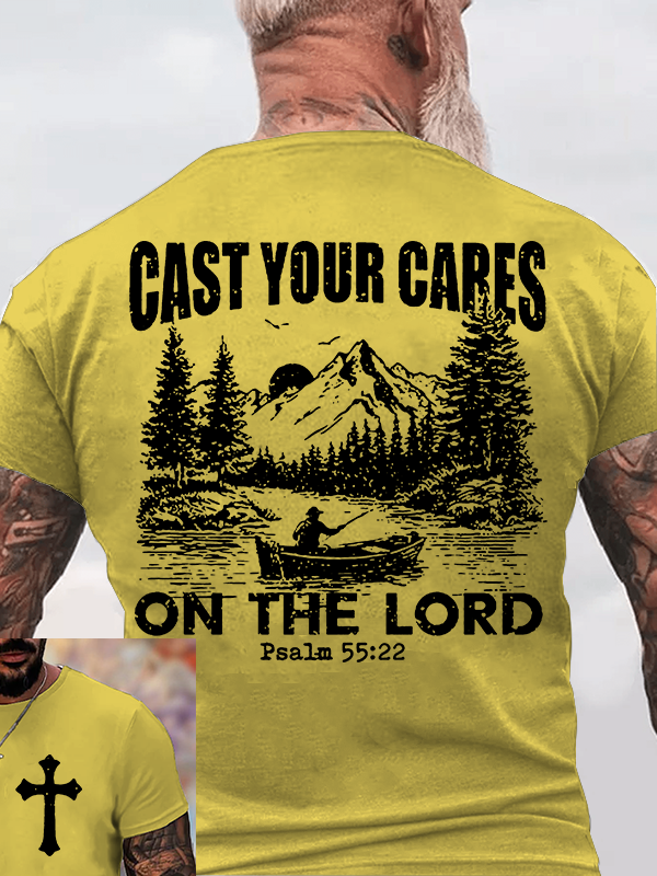 Cast Your Cares on The Lord Jesus God Christian Cotton T-Shirt
