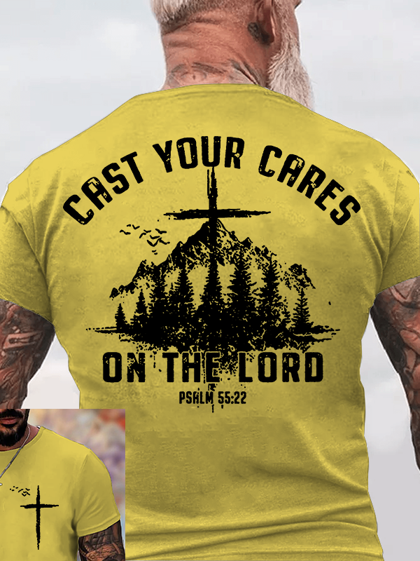Cast Your Cares on The Lord Jesus God Christian Cotton T-Shirt