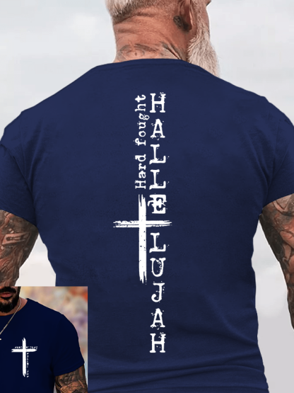 Hard fought hallelujah Jesus God Christian Cotton T-Shirt