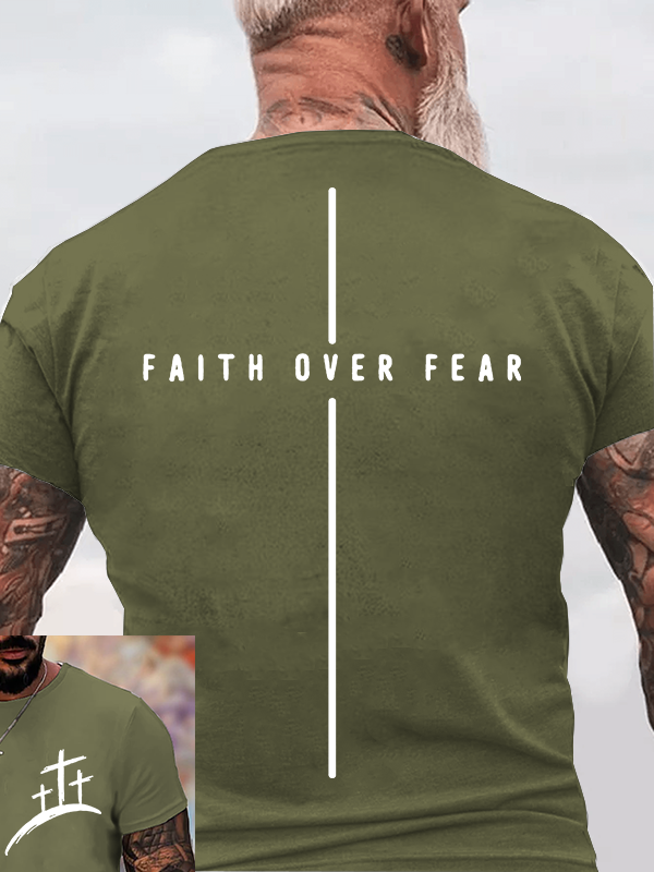  Faith Over Fear Cross Faith Jesus God Christian Cotton T-Shirt