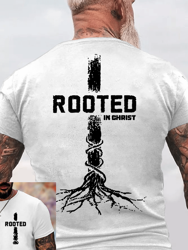 Rooted in Christ  Jesus God Christian Cotton T-Shirt