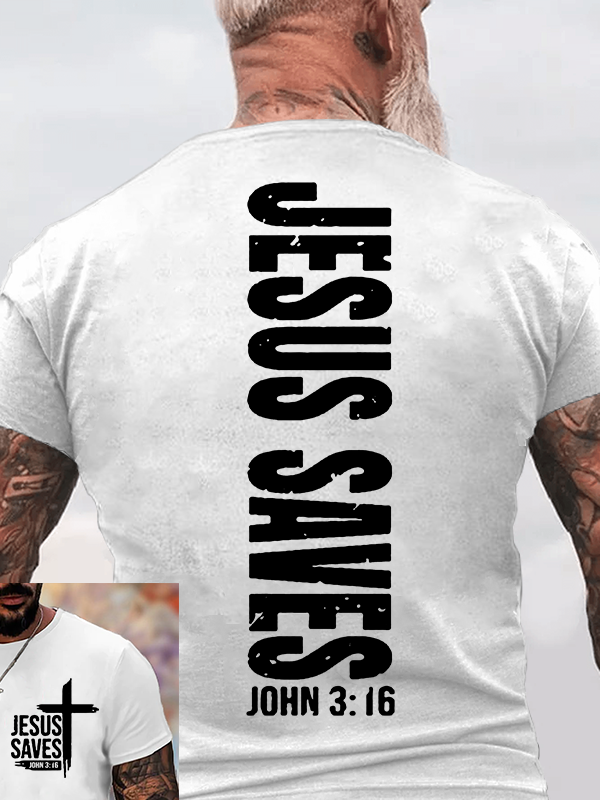 Jesus Saves Jesus God Christian Cotton T-Shirt