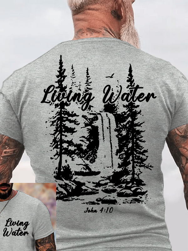 Living Water Jesus God Christian Cotton T-Shirt
