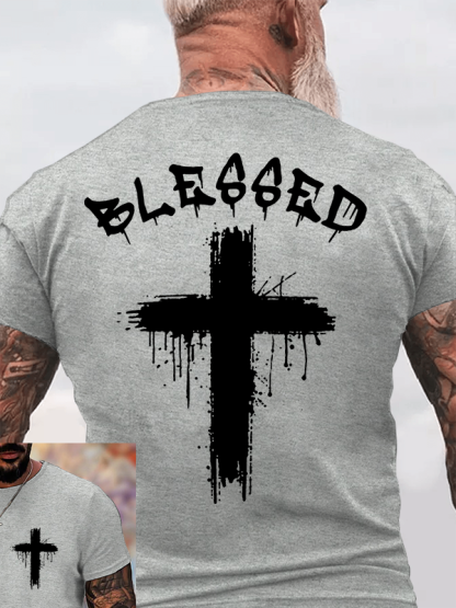 Blessed Cross Jesus God Christian Cotton T-Shirt