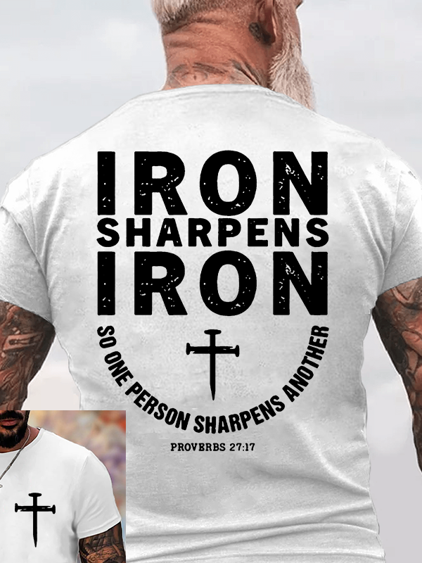 Proverbs 27:17 Jesus God Christian Cotton T-Shirt