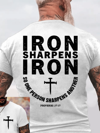Proverbs 27:17 Jesus God Christian Cotton T-Shirt