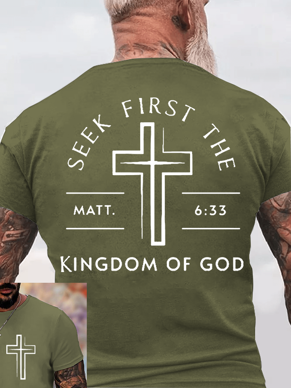 Seek First The Kingdom Of God Jesus God Christian Cotton T-Shirt