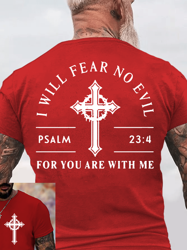  I Will Fear No Evil Jesus God Christian Cotton T-Shirt