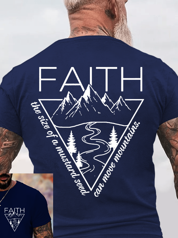 Faith Can Move Mountains Jesus God Christian Cotton T-Shirt