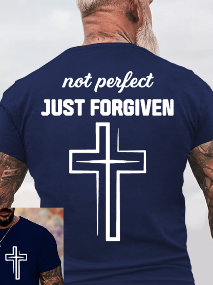 Not Perfect Just Forgiven Jesus God Christian Cotton T-Shirt