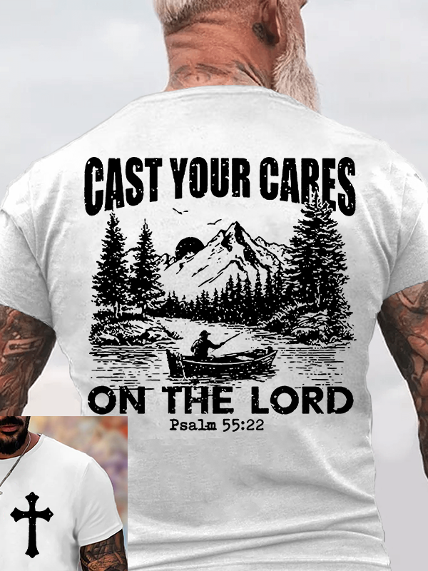 Cast Your Cares on The Lord Jesus God Christian Cotton T-Shirt
