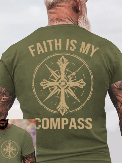 Faith Is My Compass Jesus God Christian Cotton T-Shirt