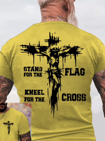 Stand For The Flag Kneel For The Cross Jesus God Christian Cotton T-Shirt