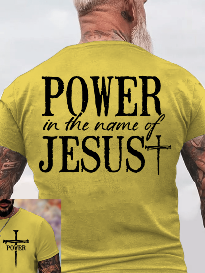 Power In The Name of Jesus Jesus God Christian Cotton T-Shirt