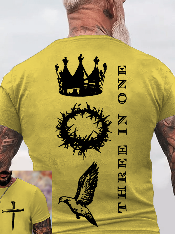 Three In One  Jesus God Christian Cotton T-Shirt